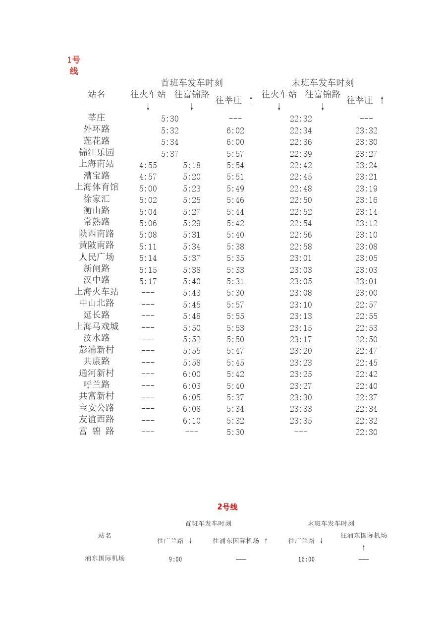 ?上海最新地鐵時(shí)刻表全面更新?